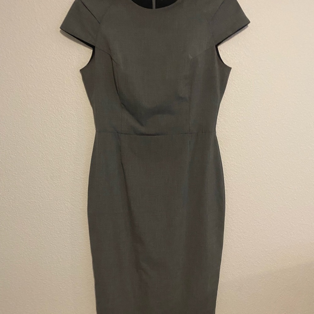Zara Basic Gray Formal Cap Sleeves Shift Dress Si… - image 1